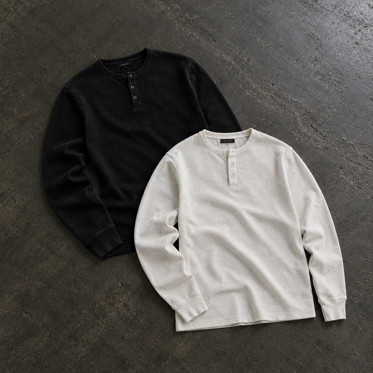 Ribbed Henley — Black
