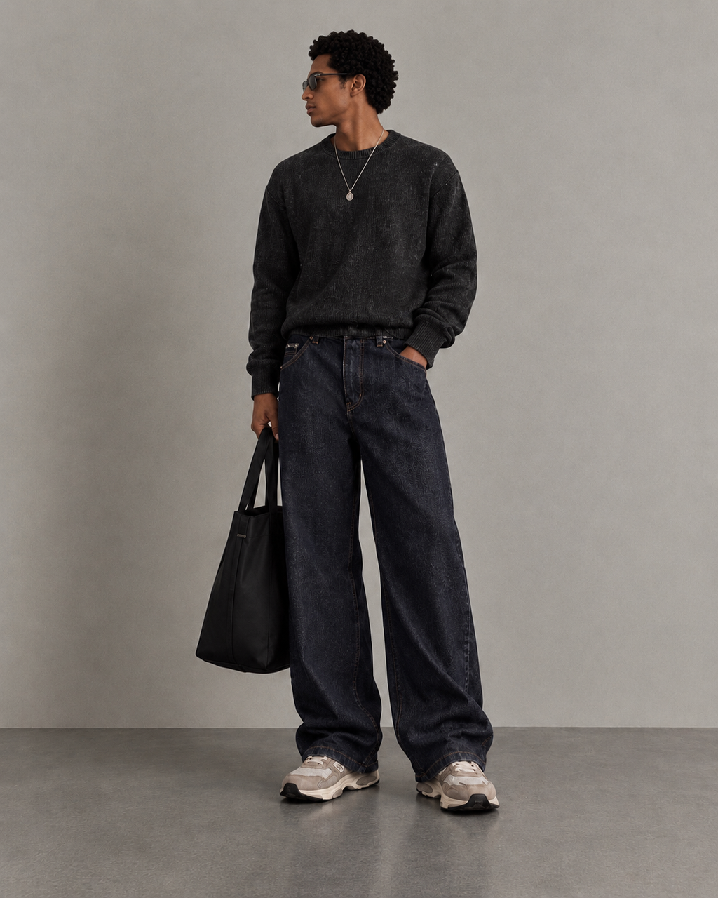 Raw Denim Wide-Leg Jeans