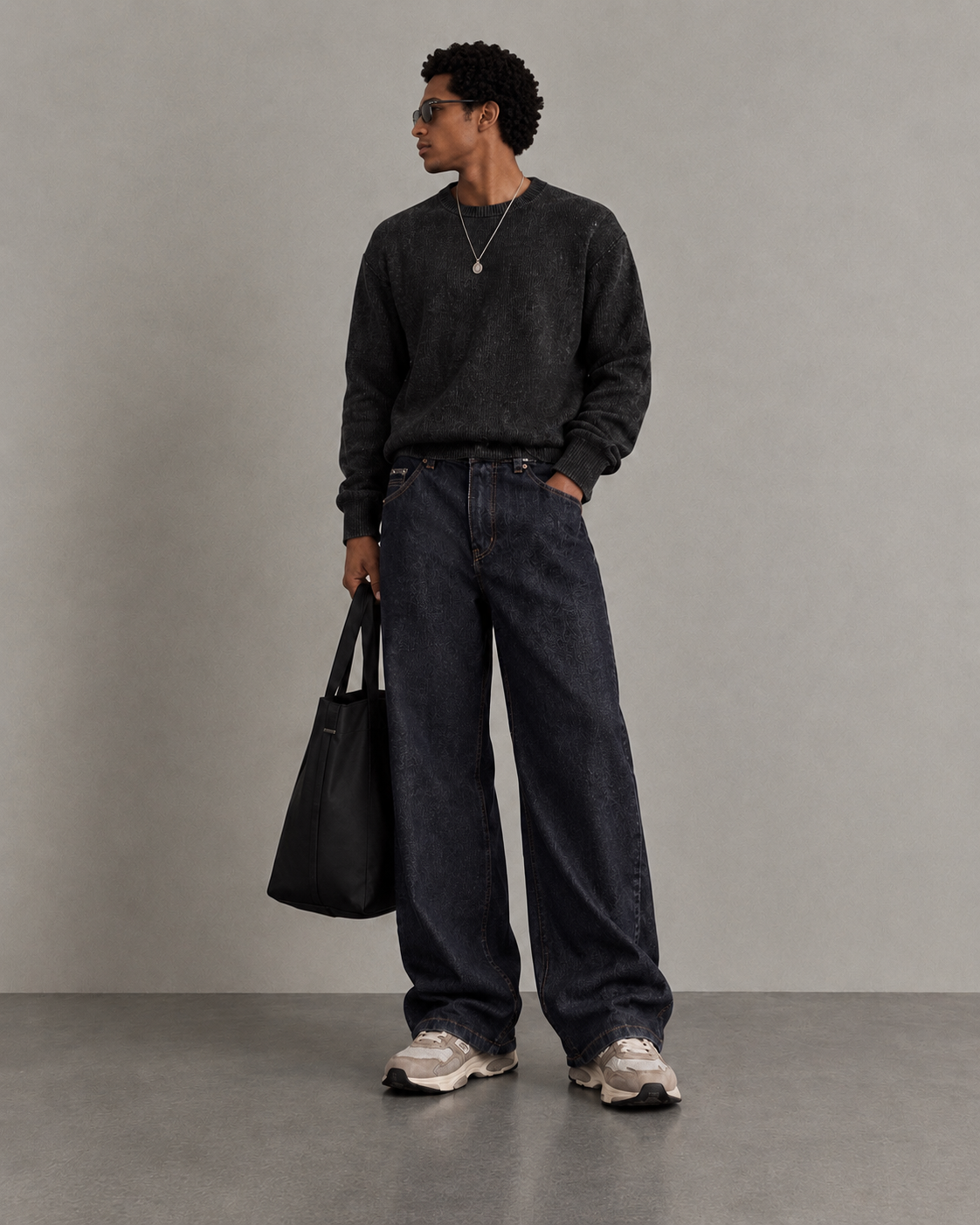 Raw Denim Wide-Leg Jeans