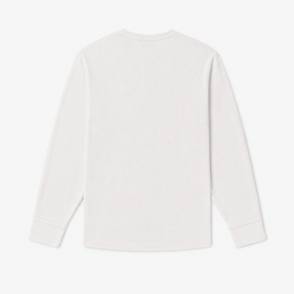Ribbed Henley — White