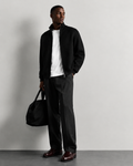 Ribbed Zip Cardigan — Black