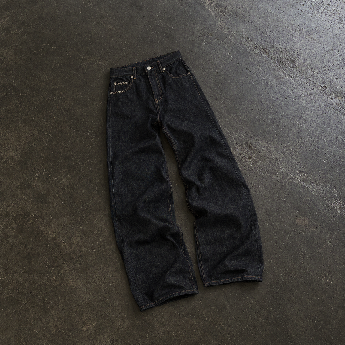 Raw Denim Wide-Leg Jeans