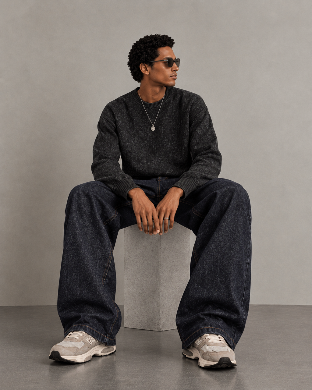 Raw Denim Wide-Leg Jeans