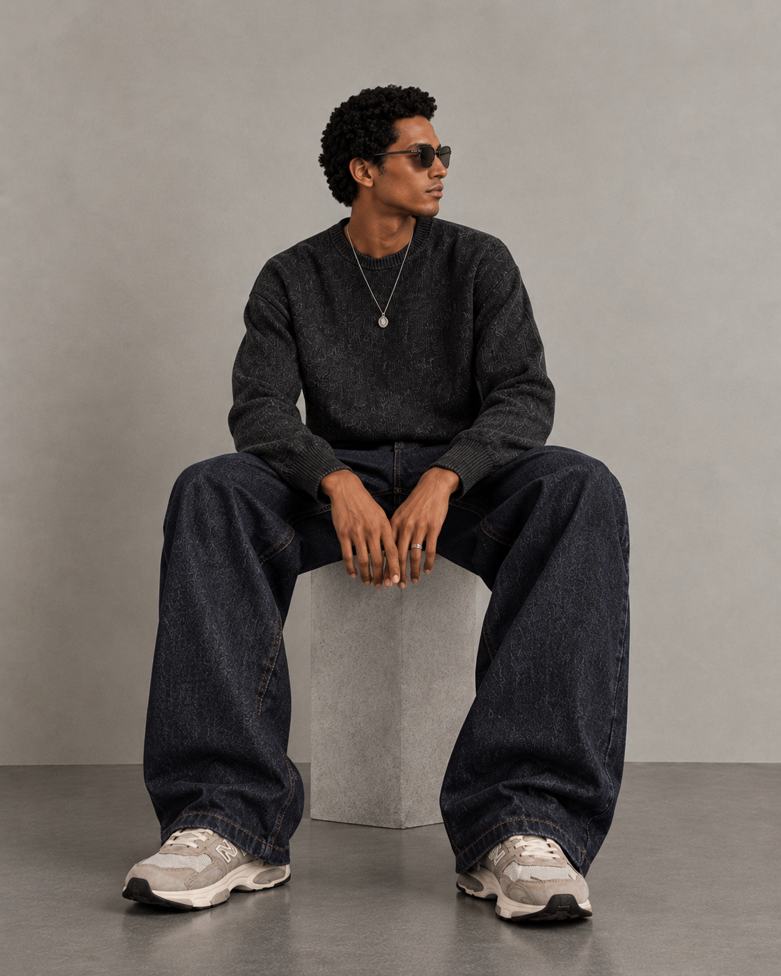 Raw Denim Wide-Leg Jeans