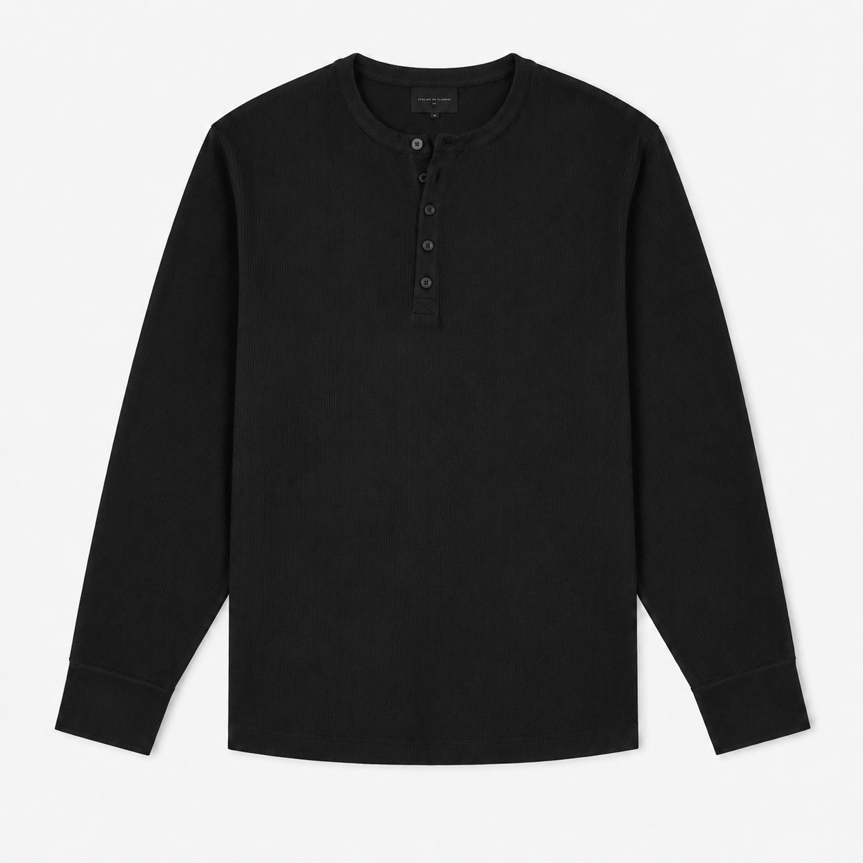 Ribbed Henley — Black