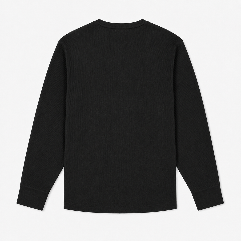 Geripptes Henley-Shirt — Schwarz