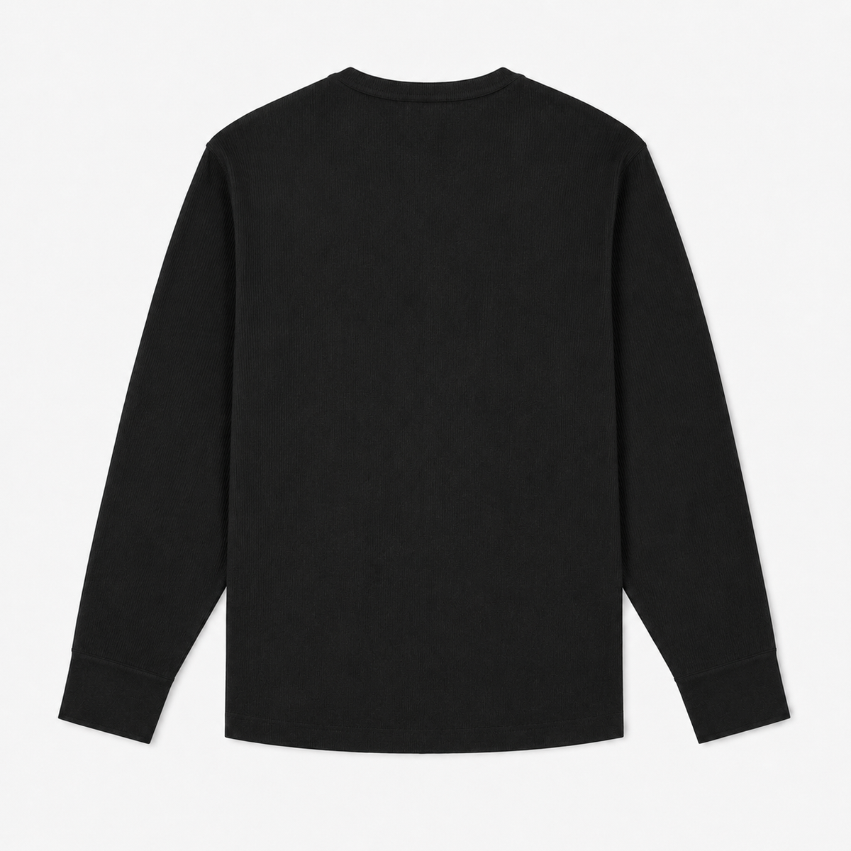 Ribbed Henley — Black
